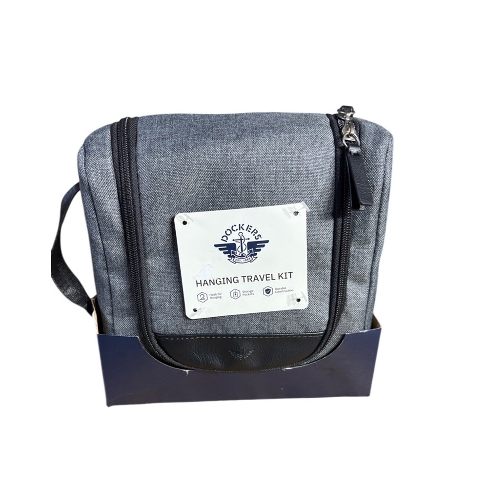 Dockers Hanging Travel Kit Toiletry Bag Heather Gray 9.5" GIFT NEW
